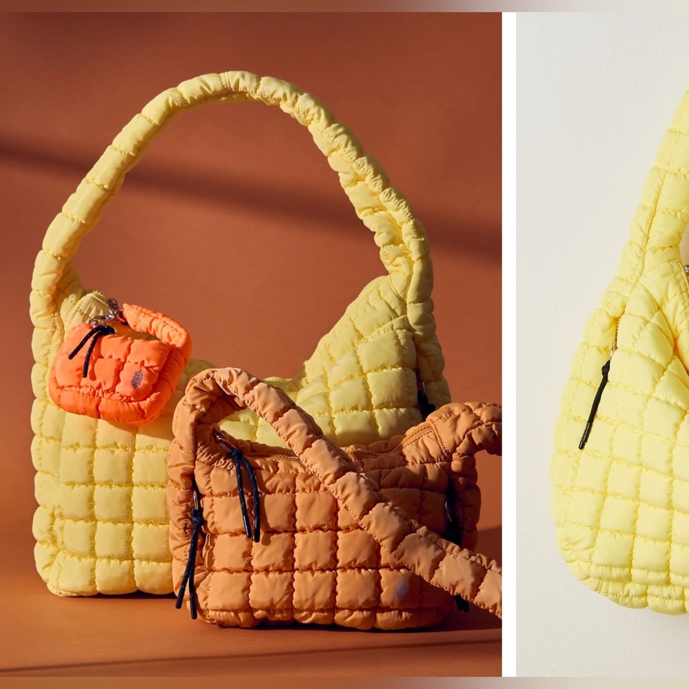 NWT Free People FP Movement Quilted Carryall Bag - sour citrus yellow - One Size - Picture 7 of 8